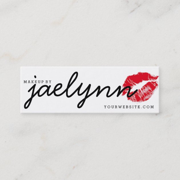 Mini Makeup artist business card red xoxo lips (front side)