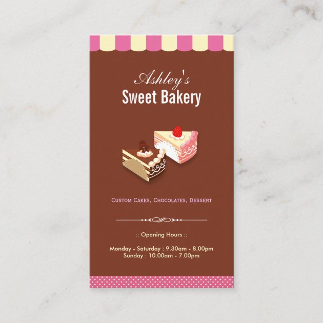Sweet Bakery Shop - Custom Cakes Chocolates Pastry Business Card (front side)