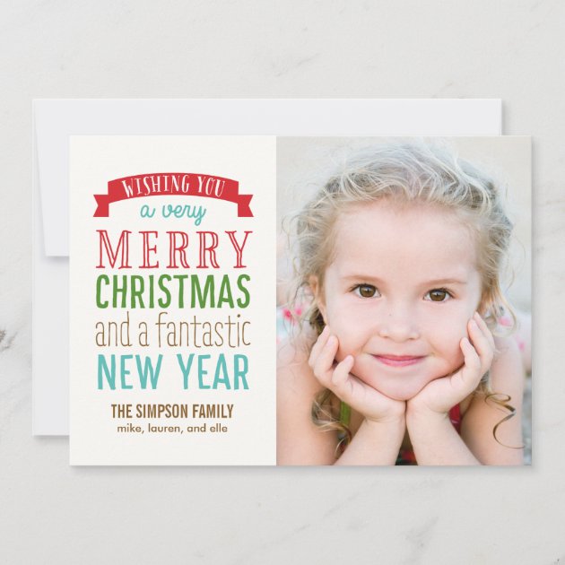 Merry Message Holiday Photo Card - White (front side)