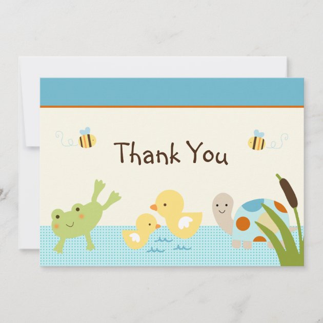 Frog In the Pond/Turtle Baby Shower Thank You Card