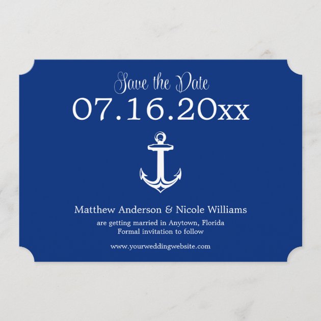 Modern Navy Blue Anchor Save The Date