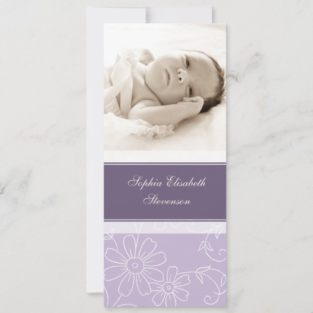 Purple Photo Template New Baby Birth Announcement