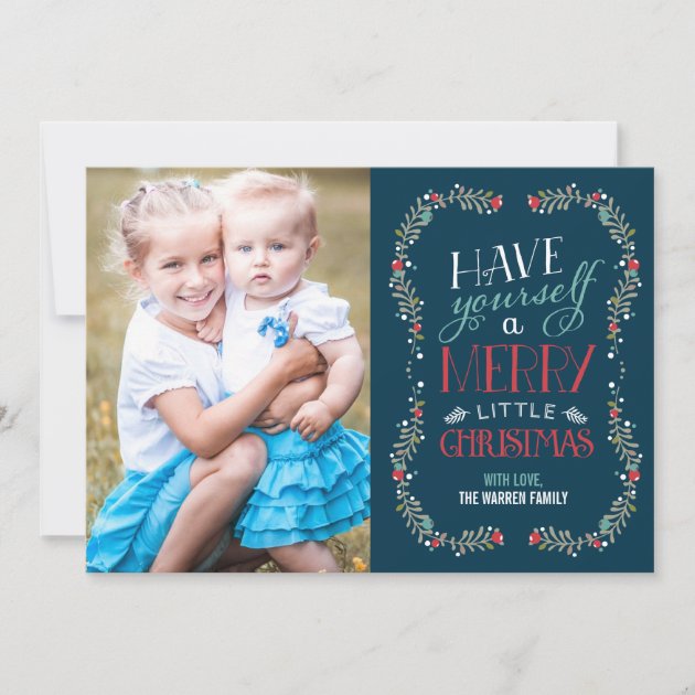Lovely Garlands Christmas Photo Card - Navy