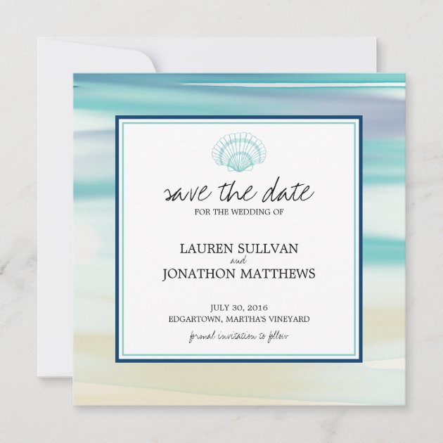 Watercolor Scalloped Shell Save the Date