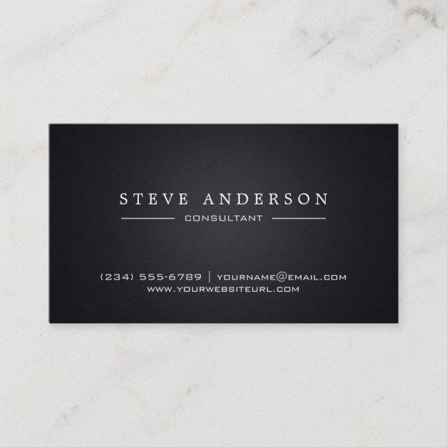 Plain Black Professional Modern Style Business Card (front side)