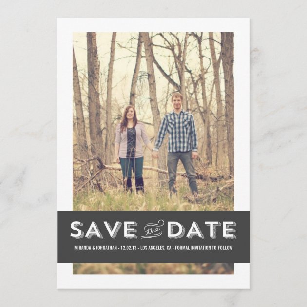 Gray Banner Photo Save The Date Announcements
