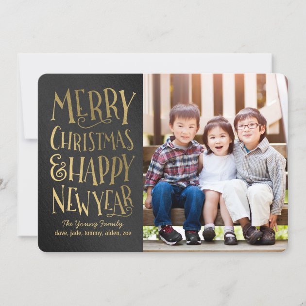 Merry Wishes Editable Color Christmas Photo Cards (front side)