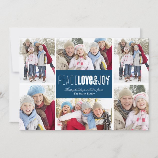 Peace, Love & Joy | Blue Holiday Card