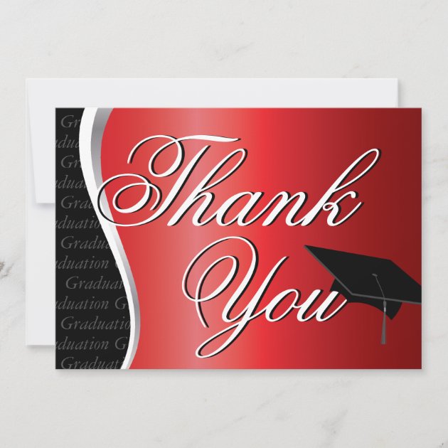Red and Black Graduation Thank You