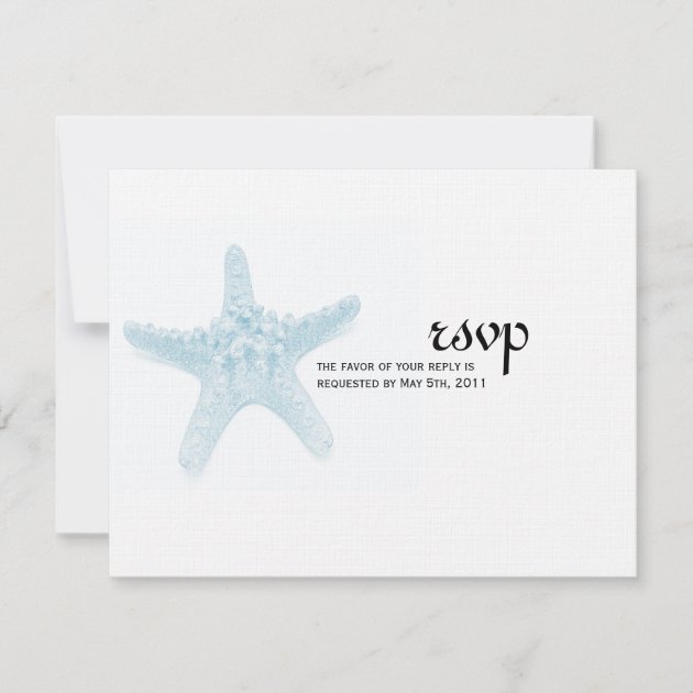 Starfish Wedding RSVP Card - Blue