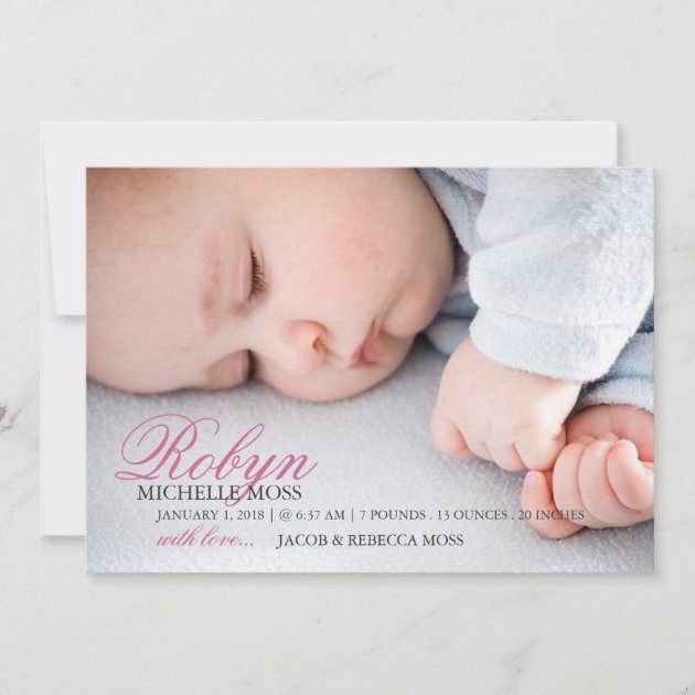 Photo Birth Announcement | Name Photo (front side)