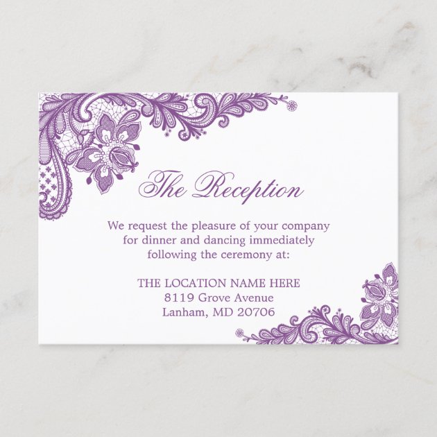 Lavender Purple Lace Wedding Information Details Enclosure Card