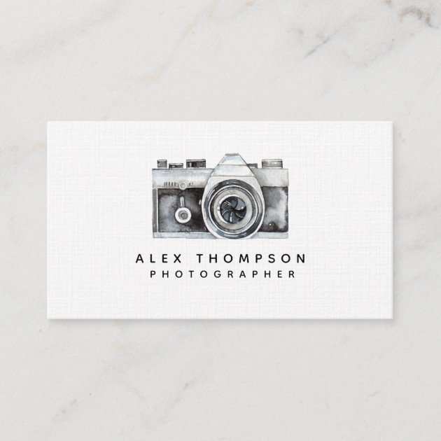 Watercolor Camera Professional Photographer Business Card (front side)