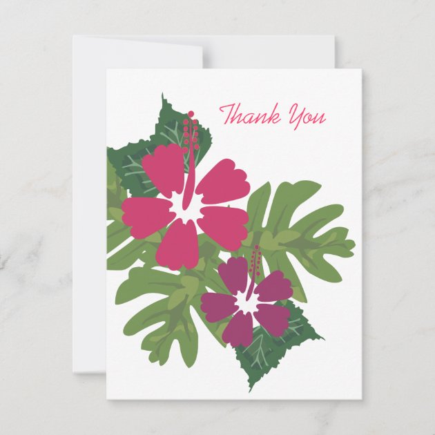 Hawaiian Hibiscus Pink Thank You Card