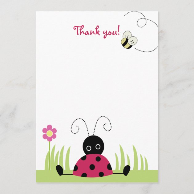 Little Ladybug Flat Thank you note cards (front side)