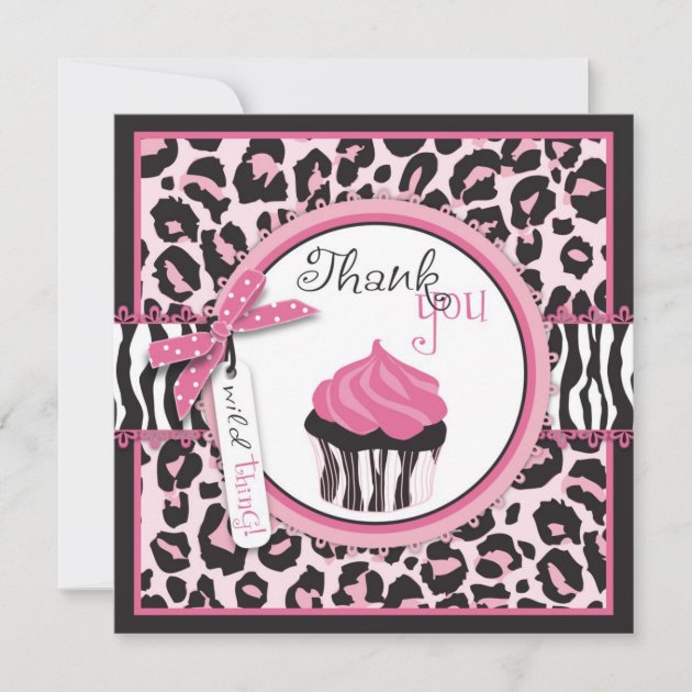 Wild Cheetah Print & Cupcake Thank You