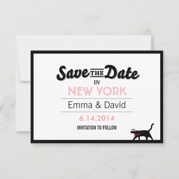 Lucky Black Cat Bold Border Save the Date Cards (front side)