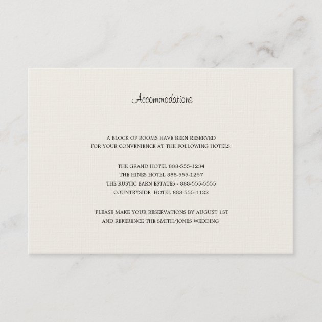 Cream colored Accommodations Card