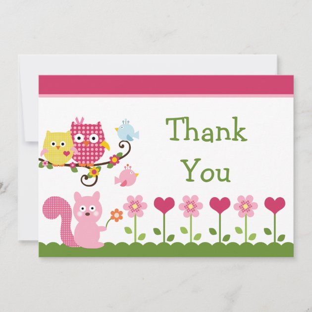 Happy Tree Owls Baby Shower Thank You Card