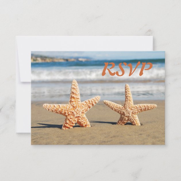 Starfish Couple on the Beach RSVP Card