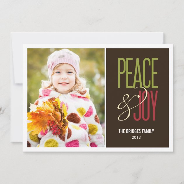 Peace & Joy Holiday Photo Cards (front side)