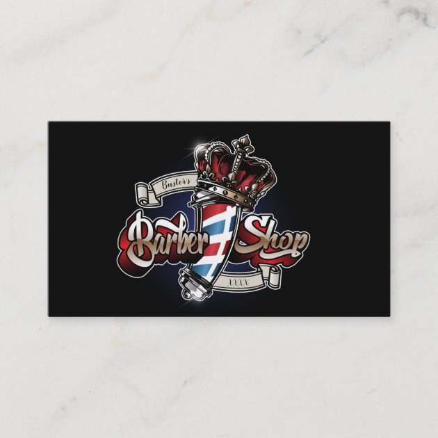 Elegant Barbershop Crown Personalize Business Card (front side)