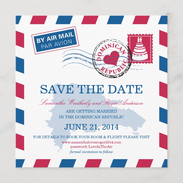 Dominican Republic Air Mail Wedding Save The Date