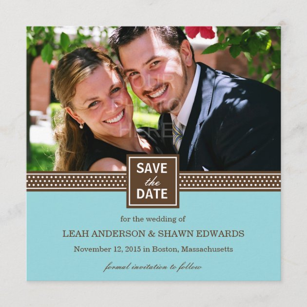 Modern Couple Save The Date Announcement Turquoise (front side)