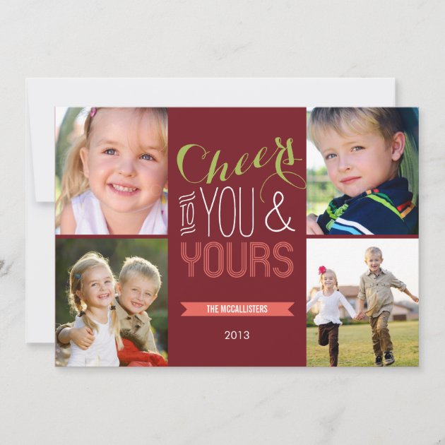 Funky Cheers Holiday Photo Cards (front side)