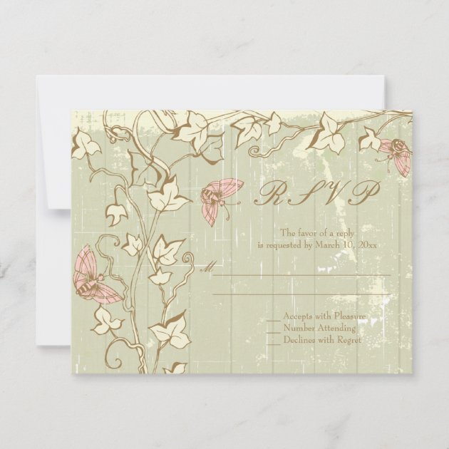 Vintage country rustic cream wedding RSVP reply