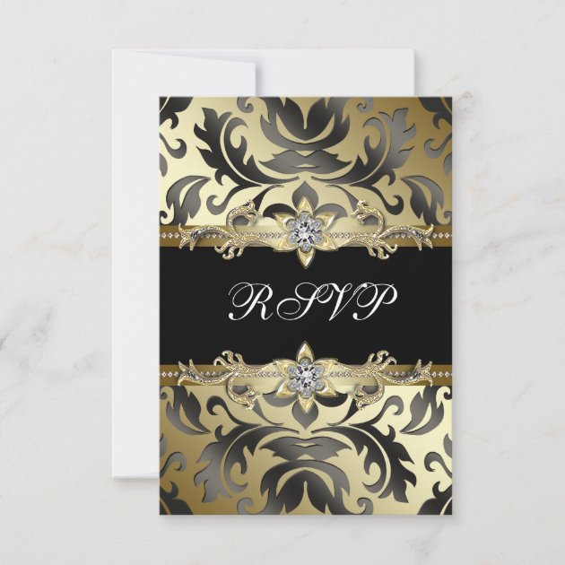 Black Gold Damask All Occasion Party RSVP