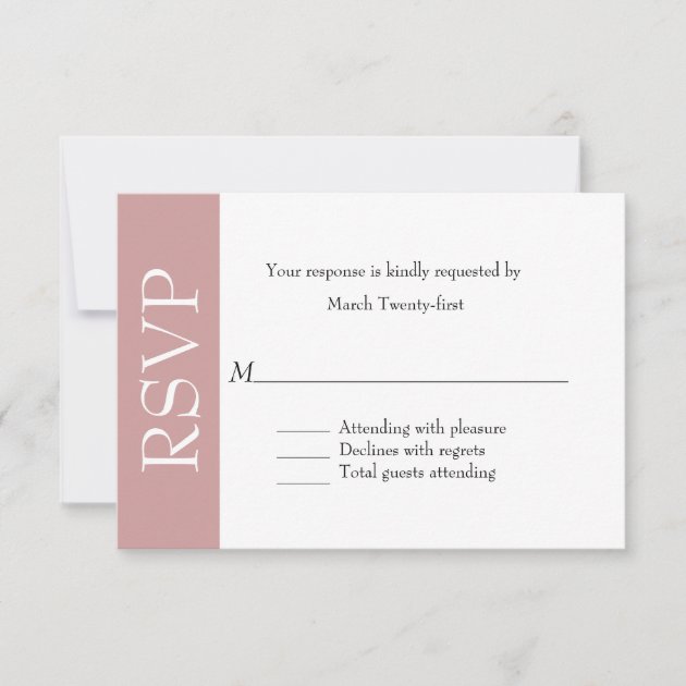 All Purpose Dusty Rose & White RSVP Card