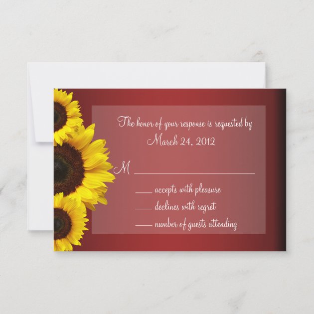 Red and Yellow Sunflower Wedding RSVP