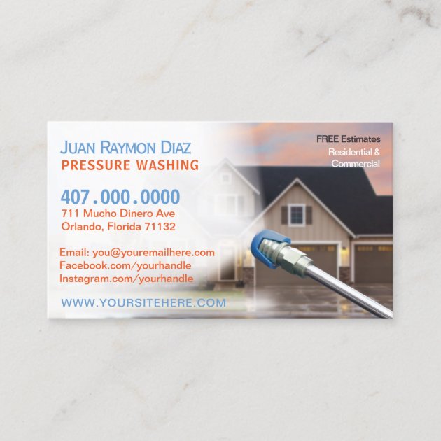 Pressure Washing & Power Cleaning Template Business Card (front side)