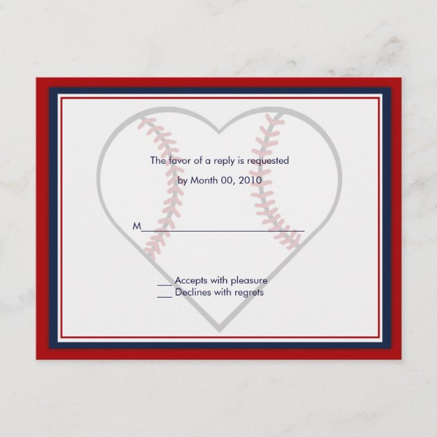 Baseball Wedding Invitation reply cards (front side)