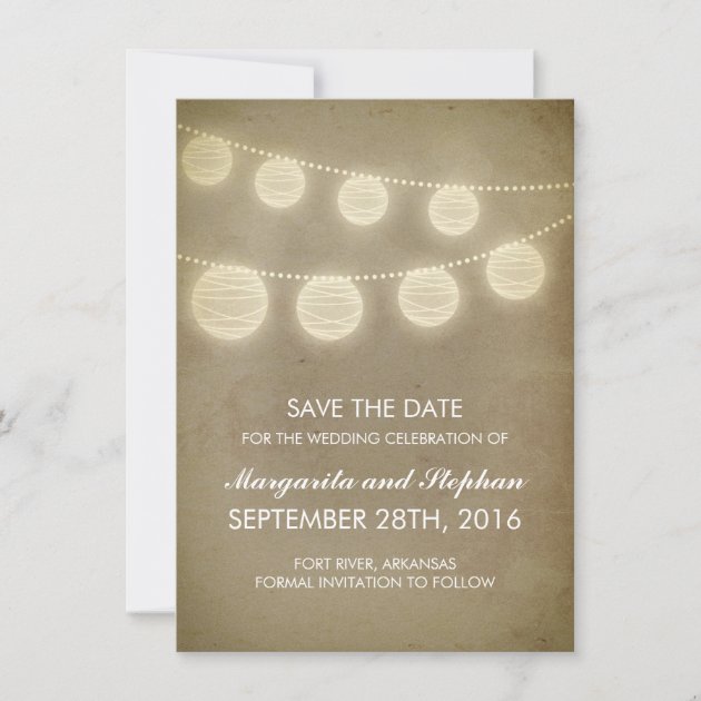 vintage lanterns rustic save the date cards
