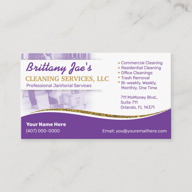Professional Cleaning/Janitorial Housekeeping Serv Business Card (front side)