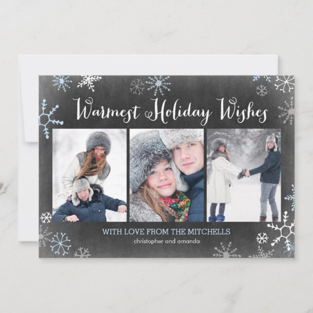 Chalked Snowflakes Holiday Photo Card (front side)