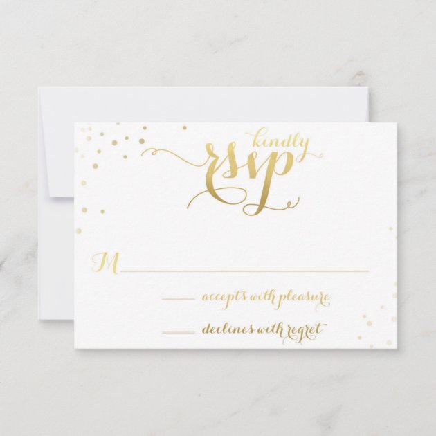 Gold Foil Glamour Wedding Invitation RSVP Card