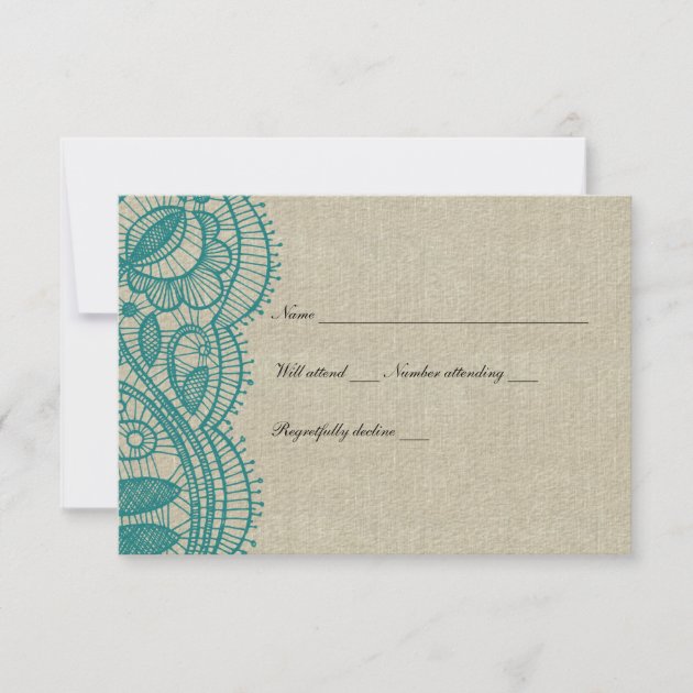 Linen and Teal Lace rsvp