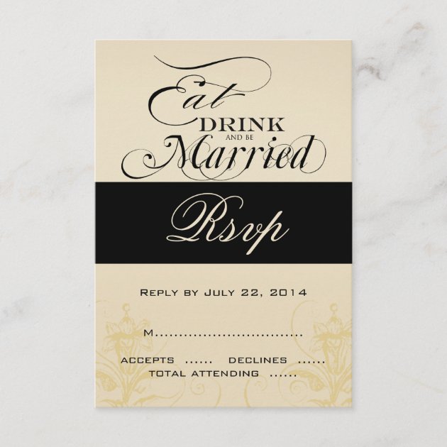 Vintage Eat, Drink, Be Married Wedding RSVP Cards