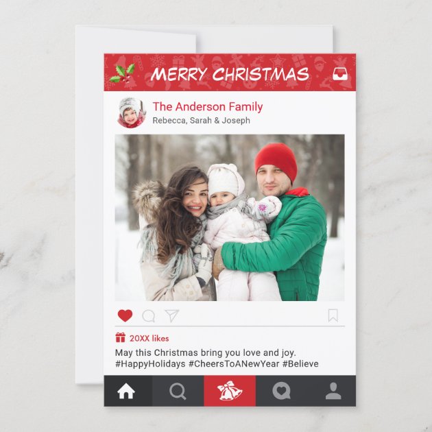 Send Christmas Wishes with Instagram Frame Photo Holiday Card