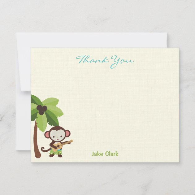 Ukulele Monkey Thank You Card (front side)
