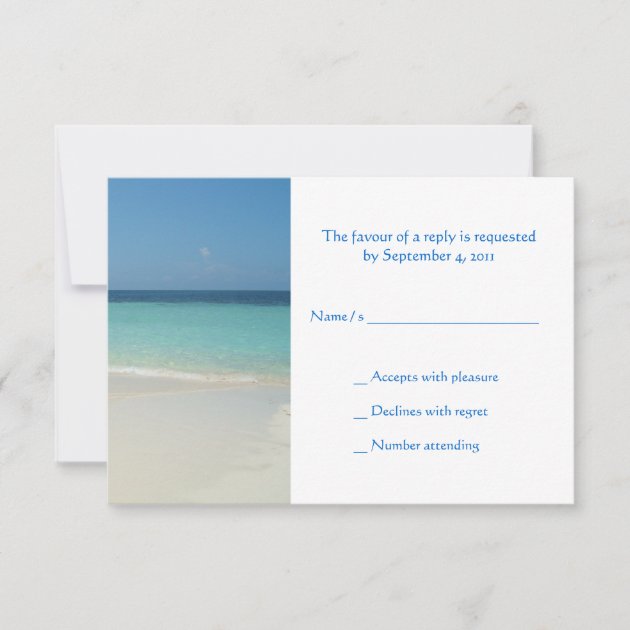 Beautiful Tropical Beach Wedding RSVP -small (front side)
