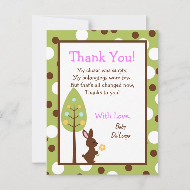 4x5 FLAT Thank you Card Forest Friends Bunny