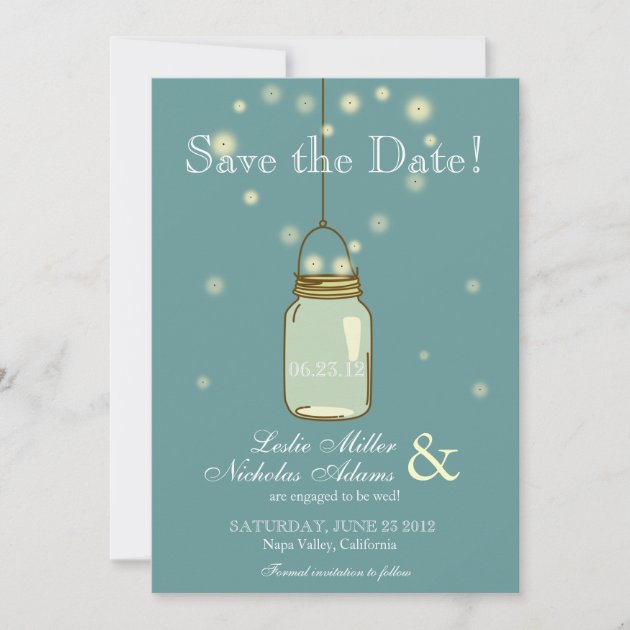Mason Jar Fireflies Heart Wedding Save the Date