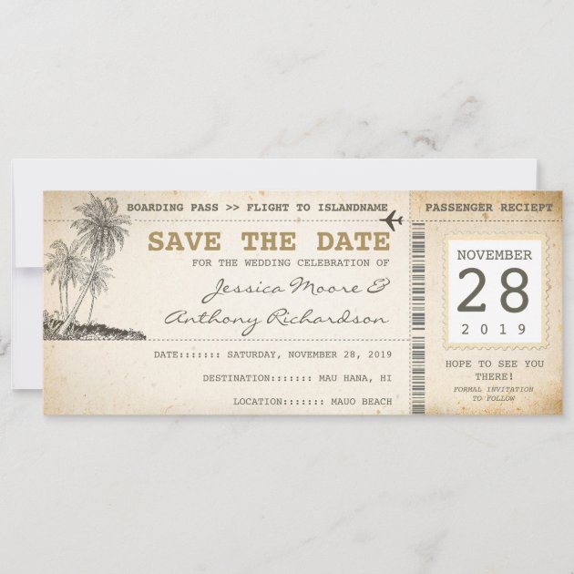 boarding pass tickets for save the date