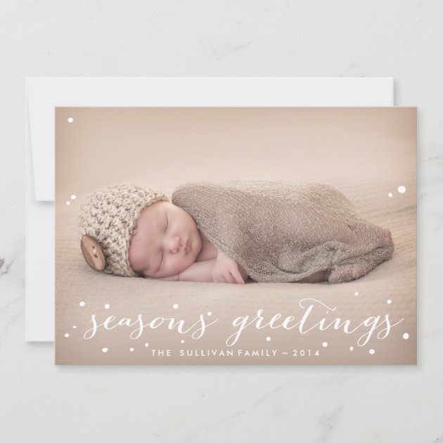 White Snow | Seasons Greetings Photo Holiday Card (front side)