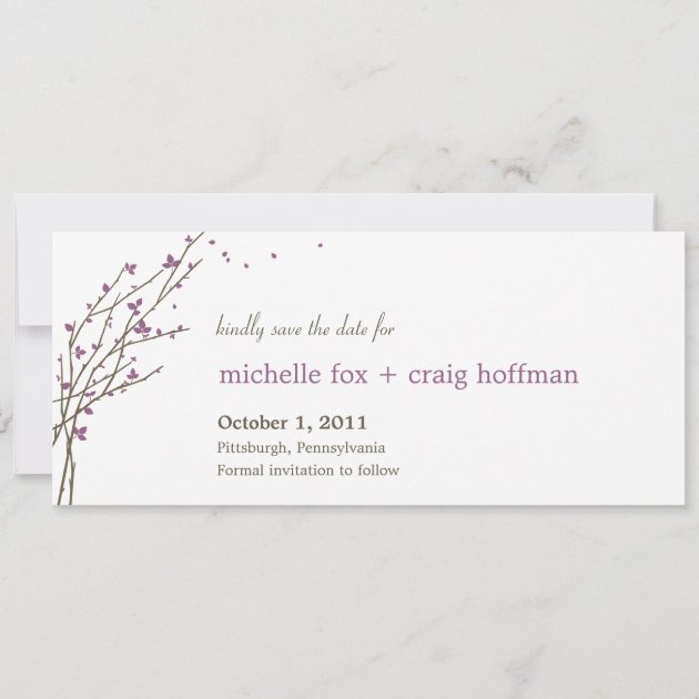 Blooming Branches Save The Date Card - Plum