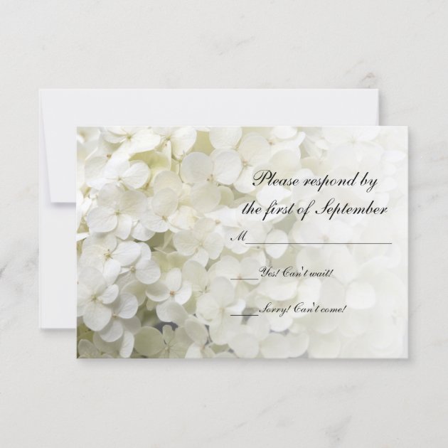 White Hydrangea Floral Wedding RSVP Response Card